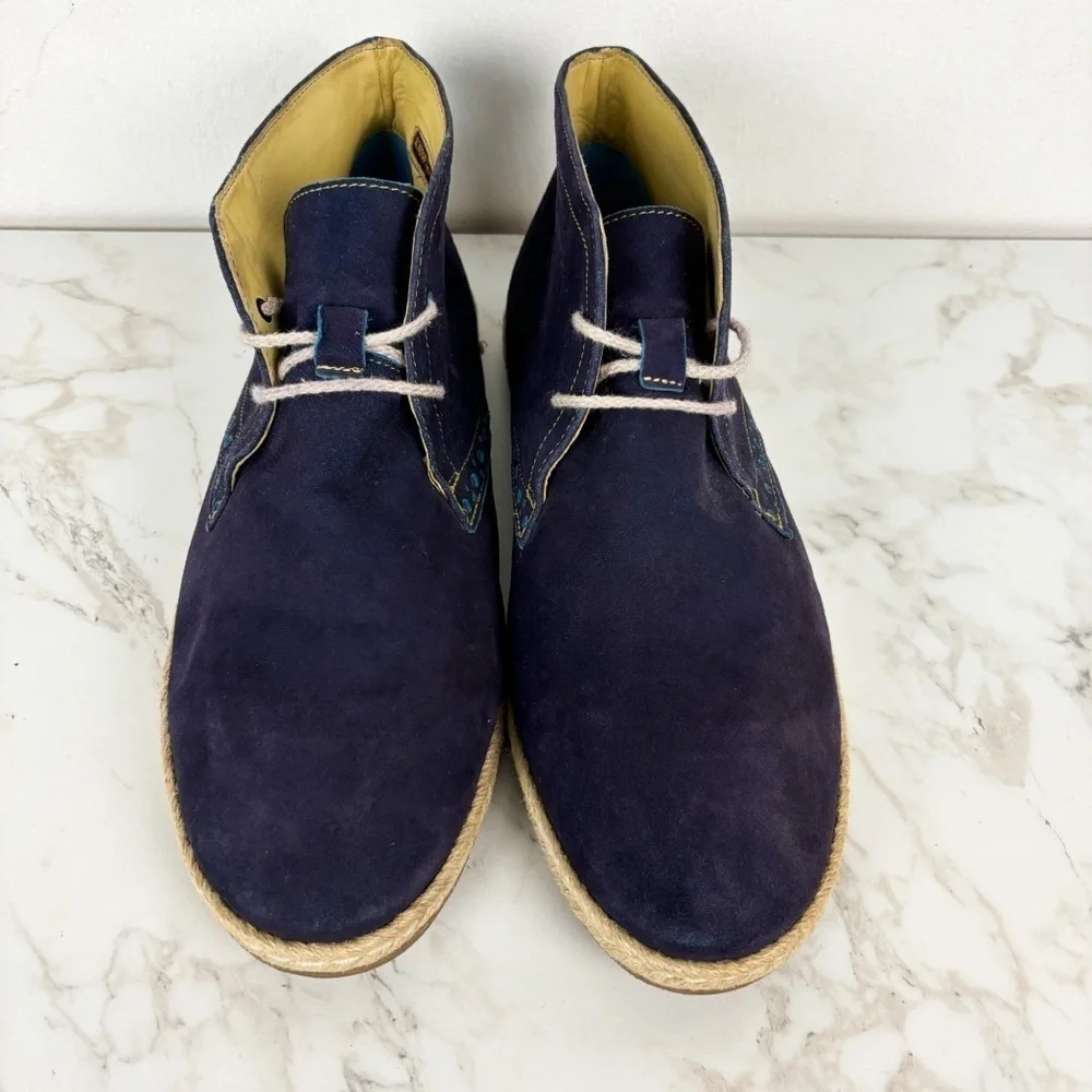 Robert Graham Men's Navy Blur Kamiko Chukka Boot Sz 12